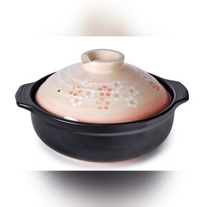 Vintage Asian Style Soup or Rice Serving Bowl with Lid Stoneware Cherry Blossoms